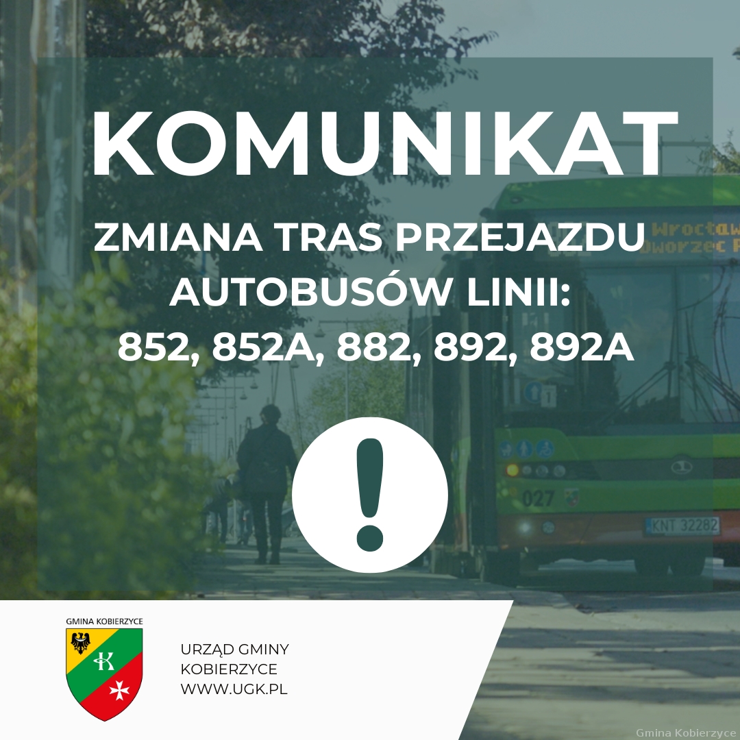 komunikat zmiana kursu autobusów